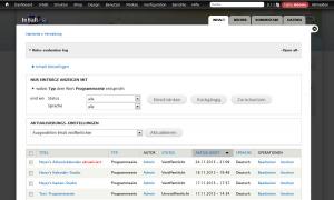 Screenshot: Drupal - Inhaltsübersicht